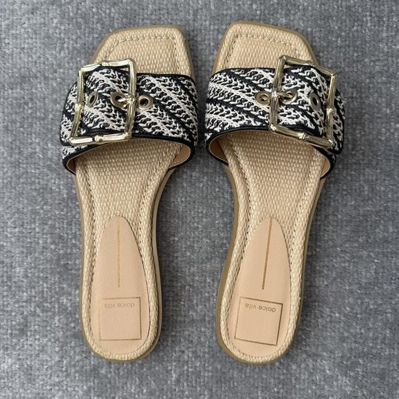 Dolce Vita Shoes Womens Size 7 Raffia Buckle Slide Sandals Flats Ilexa Summer - Picture 5 of 7